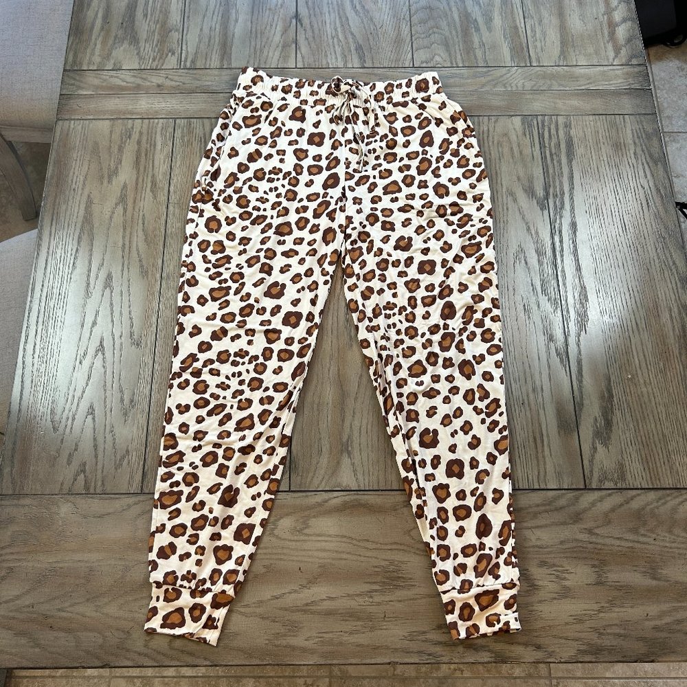 Anybody Brushed Jersey Joggers with Tie Waistband Leopard Print XS
